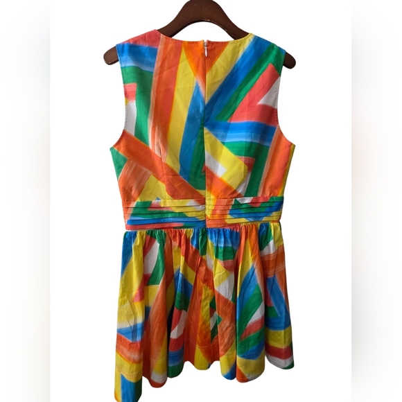 NWT Milly Nikki Multi Stripe Abstract Poplin Mini Dress 👗 Fit & Flare Size 12 - Picture 6 of 11
